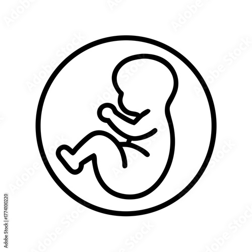 Illustration of a baby in womb in minimalist line art style  