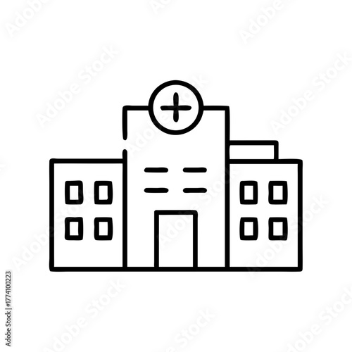 Hospital building icon vector in minimalist style with simple design  