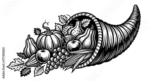 Cornucopia harvest drawing