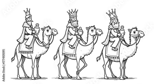 Three kings on camels art