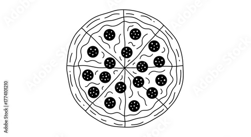 Pepperoni pizza line art