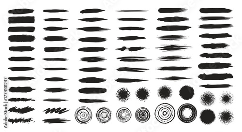 Ink Strokes: A versatile collection of black ink strokes, lines, and textures offers endless creative possibilities for design projects, adding depth and a touch of grunge to any visual.