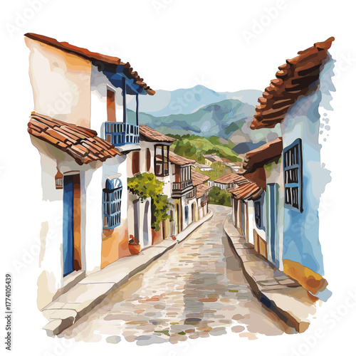 Barichara. Barichara hand drawn watercolor illustration