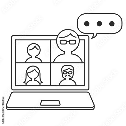 会議、ミーティング、Web会議のイラスト（発言）