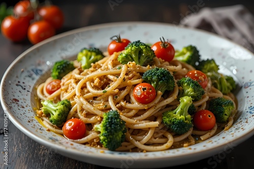 Wallpaper Mural Whole Grain Pasta with Broccoli and Tomatoes. Healthy Comfort Food Torontodigital.ca