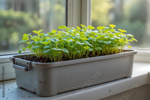 Wallpaper Mural Homegrown Microgreens in Planter Box. Fresh Healthy Lifestyle Concept Torontodigital.ca