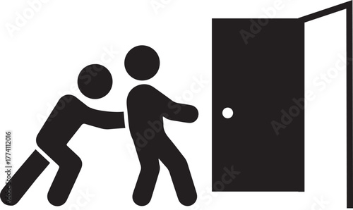 Conceptual icon of a person being pushed out