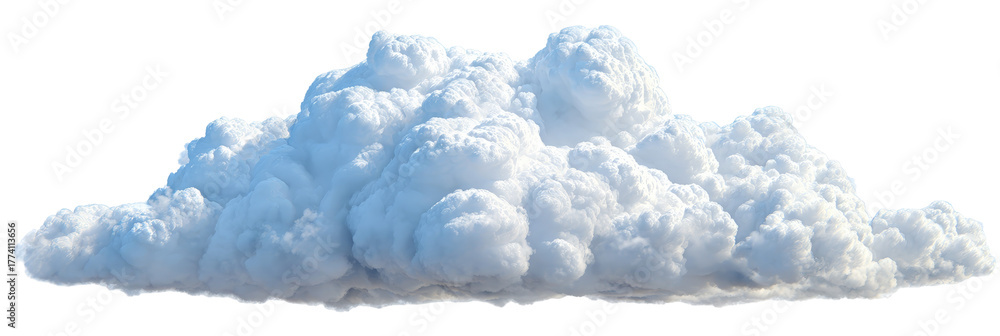 Fototapeta premium A fluffy, white cloud floating against a clear blue sky, creating a serene atmosphere in nature, perfect for backgrounds in weather-related content or artistic projects