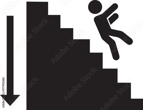 Pictogram of a person falling down the stairs