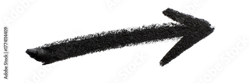 A stylized black arrow pointing to the right, set against a transparent background, ideal for use in graphic design, presentations, or directional signage