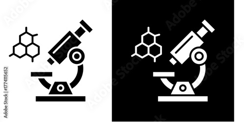 Microscope  Icon Set White Style Collection