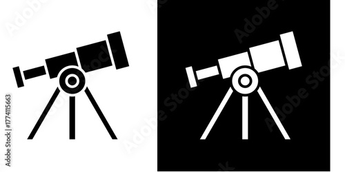 Telescope  Icon Set White Style Collection