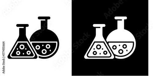 Laboratory Flask  Icon Set White Style Collection