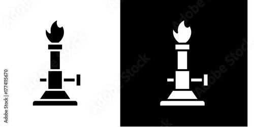 Bunsen Burner  Icon Set White Style Collection