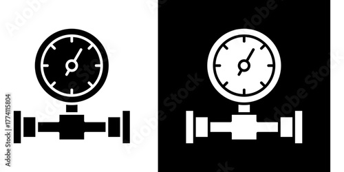 Pressure Gauge  Icon Set White Style Collection