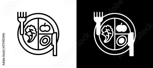 Nutrition & Diet whiteblack icon