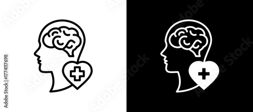 Mental Health Support whiteblack icon