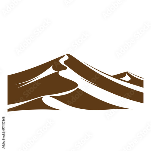 Simple illustration of desert dunes in brown and white a vintage art design