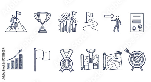 Achievement and Success Icons A Collection of Business Goals