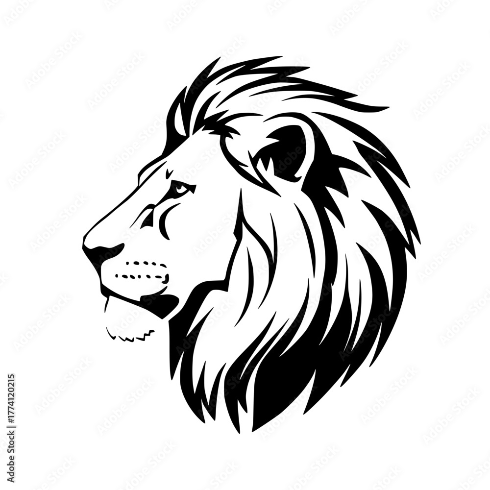 Fototapeta premium Majestic lion head profile conveying strength power and leadership