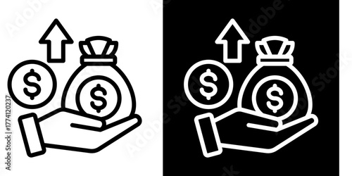 Revenue Growth  Icon Set White Style Collection
