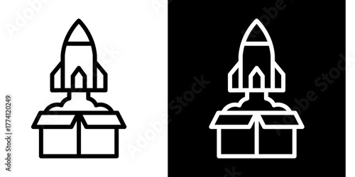 Product Launch  Icon Set White Style Collection
