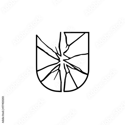 Abstract broken shape symbolizing failure, crisis, or damage