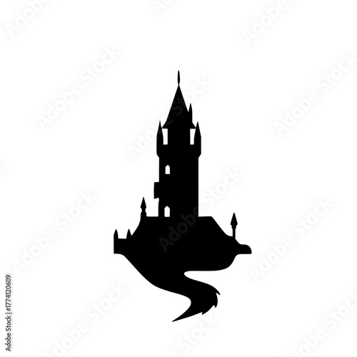 Mysterious castle silhouette evokes fantasy and adventure tales