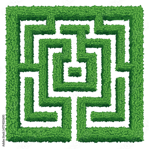 Intricate green hedge maze offers playful challenge and garden design inspiration