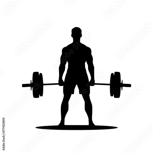 Strong athlete lifting barbell, fitness training for health and powerful physique