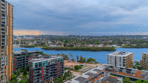 Photography Aerial Drone View of Wentworth Point and Rhodes  a suburb in western Sydney newl
