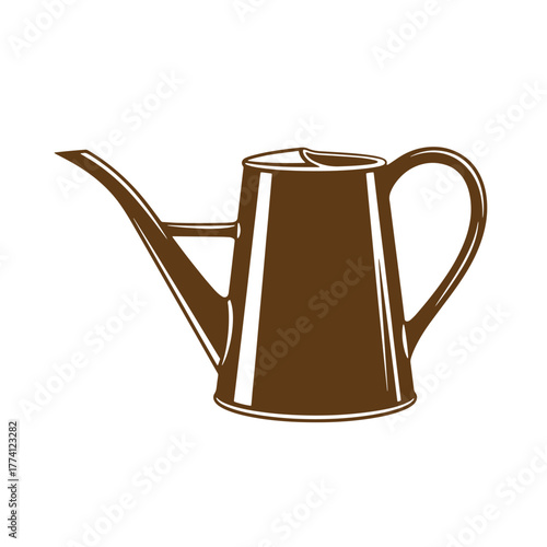 Classic brown watering can vintage art design for gardening and horticultural purposes