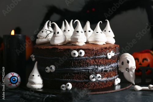 Tasty Halloween cake with g...