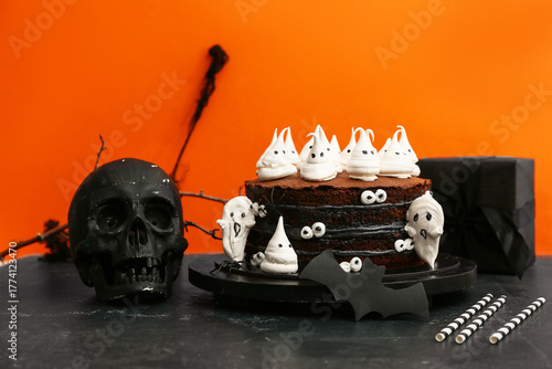 Tasty Halloween cake with g...