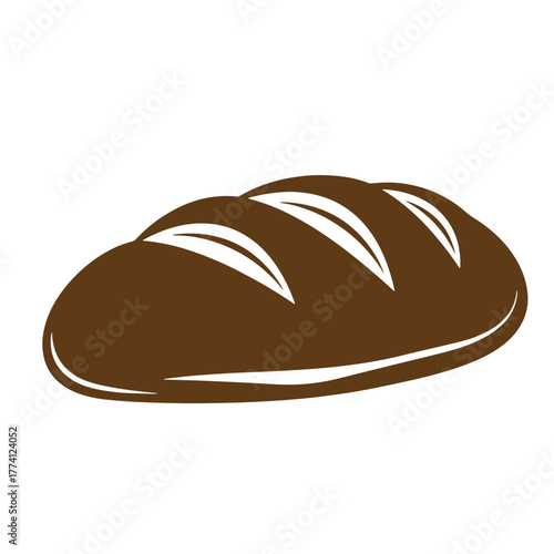 Simple vintage art illustration of a loaf of brown artisan bread isolated on white