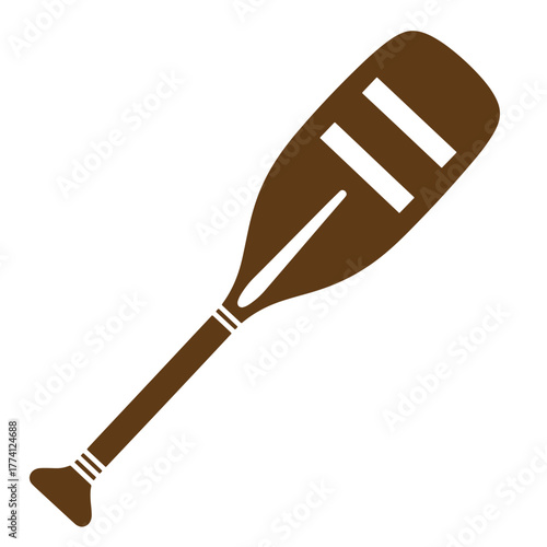 Vintage art illustration of a brown paddle used for boating on water sport adventures