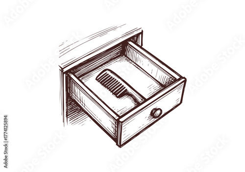 Hair Comb hand drawn simple sketch vector illustration