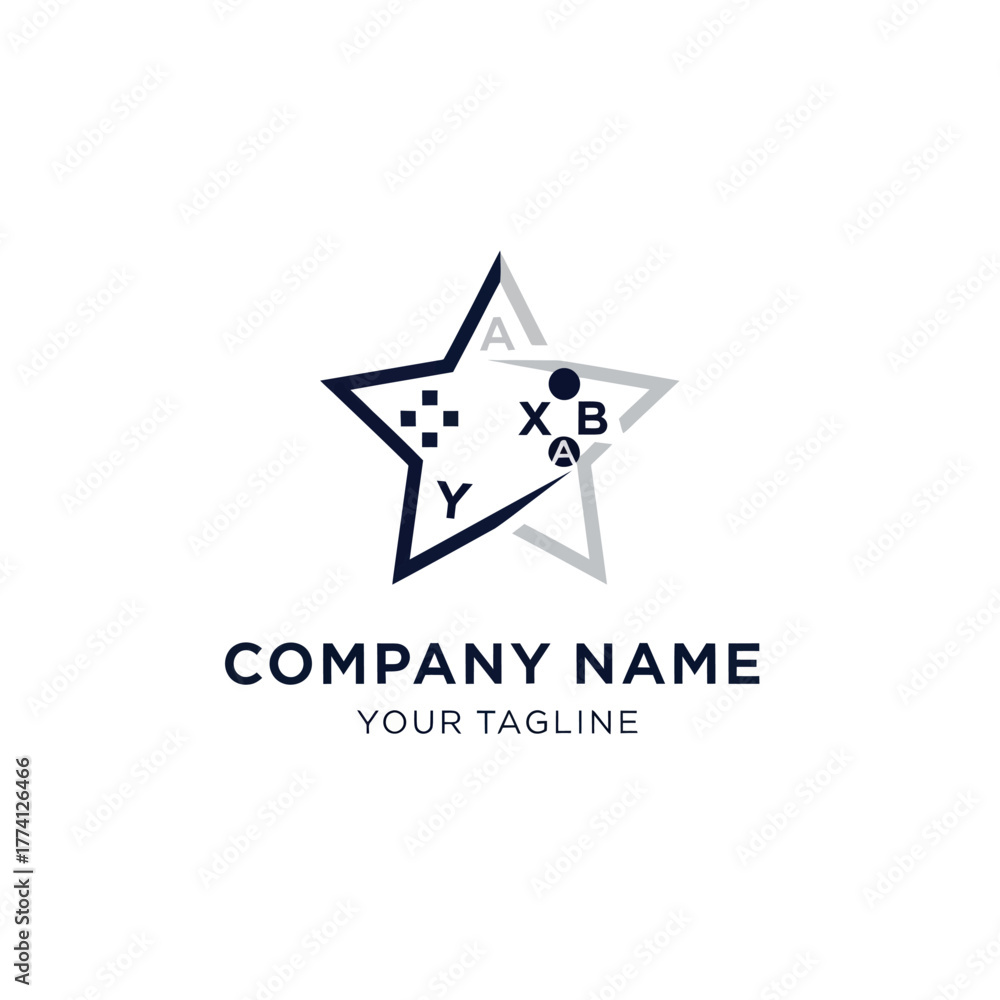 Obraz premium Creative Star Logo Design Featuring Gaming Controller Buttons.
