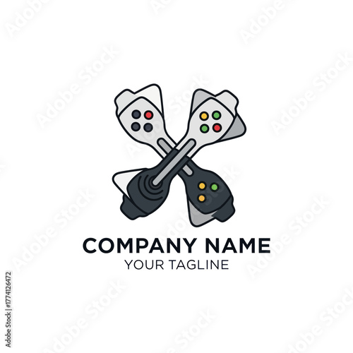 Stylized X letter logo design with two crossed video game controllers.