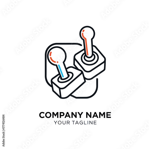 Two retro arcade joysticks in a minimalist line art style.