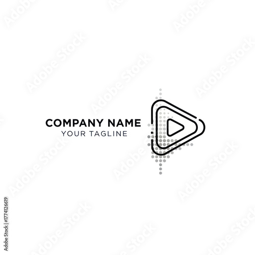 Free Download Modern Play Button Logo Design with Digital Sound Waves. - GFXLoad