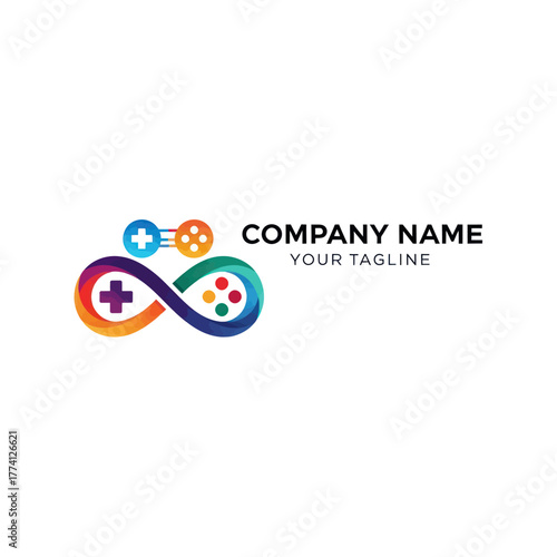 Colorful Infinity Gaming Controller Logo Design with Modern Gradient Colors.