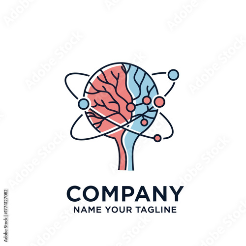 Brain Science Logo Design Representing Neural Networks and Scientific Innovation.