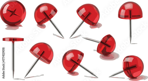 Red Push Pins Arranged in Several Different Angles