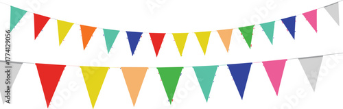 Colorful Banner Pennants Festive Celebration Decoration for Parties, Events, and Decorations, Vector Graphics