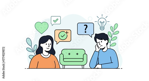 Professional counseling session offering guidance and support through empathetic dialogue for mental well-being and problem-solving