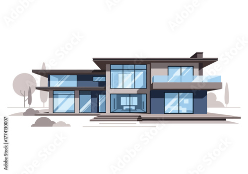 Elegant Modern House with Spacious Windows and Clean Architectural Design