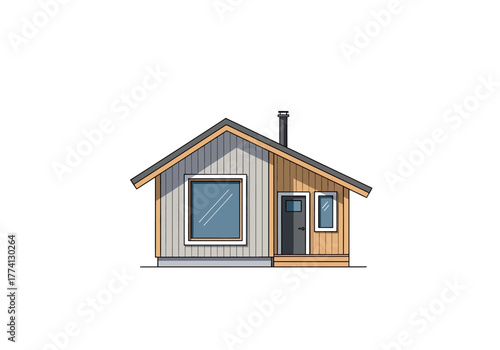 Charming Modern Cabin Illustration A Cozy Home Design