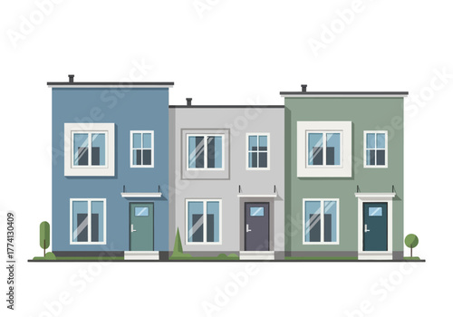 Row of Colorful Townhouses Illustration - Urban Living