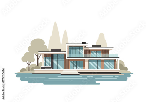 Modern House on the Water Sleek Architecture and Serene Environment